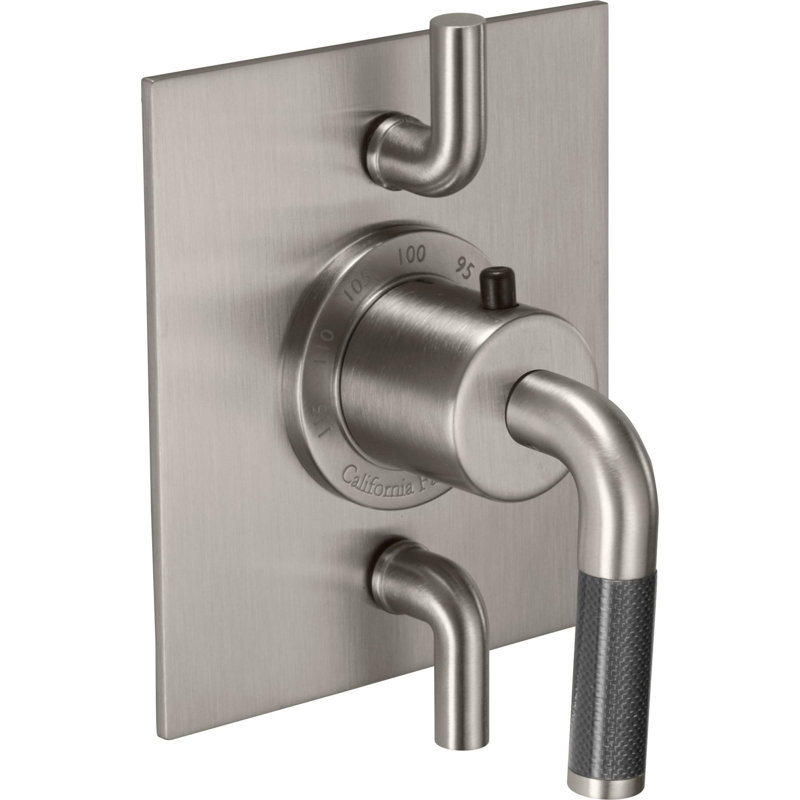 Descanso StyleTherm® 1/2" Trim Only with Dual Volume Control - Carbon Fiber Lever Handle, Polished Nickel