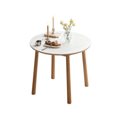 White&Burlywood Round Sintered Stone Dining table