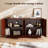 63''Large Fluted Sideboard Buffet Cabinet, Modern Buffet Table Coffee Bar Wine Bar Storage Cabinet-1801355377