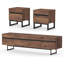 Ensemble de table de salon moderne 3 pièces Aadam, meuble télé 71 pouces avec armoire de rangement et tables de bout avec 2 tiroirs, meuble télé et console pour le salon