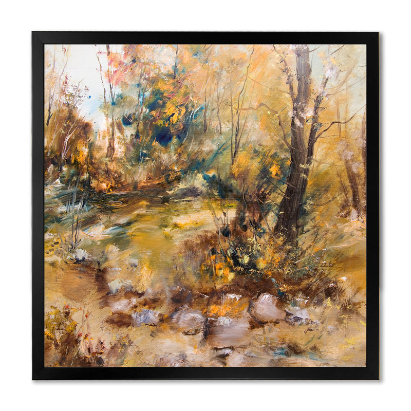 «Autumn in Forest Illustration», reproduction d'art sur toile traditionnelle, Cadre photo noir, H 16 po x l 16 po x P 1 po