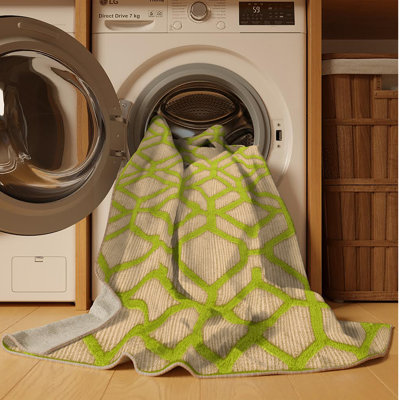 Tapis beige en treillis lavable à la machine