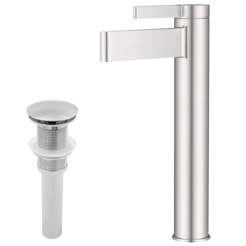 Single-handle Bathroom Faucet with Drain Assembly, Brushed Nickel
