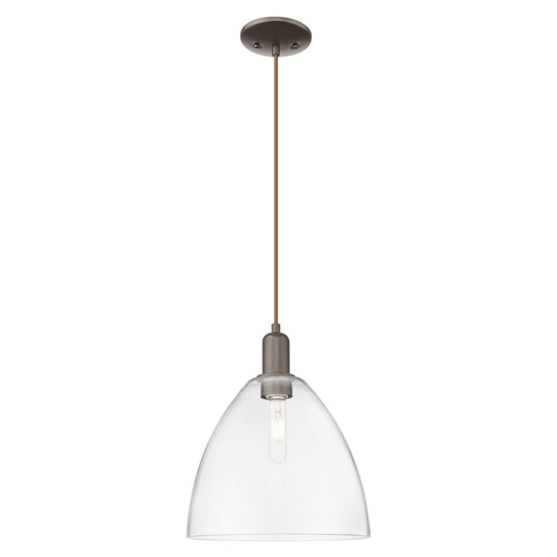 Mini-luminaire suspendu 1 lumière Arcadia - Bristol, H 10 po x l 12 po x P 12 po, Clair, Bronze frotté à l'huile