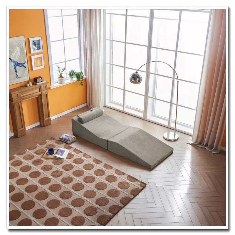 Chaise longue d'intérieur pliable et portable, Gris