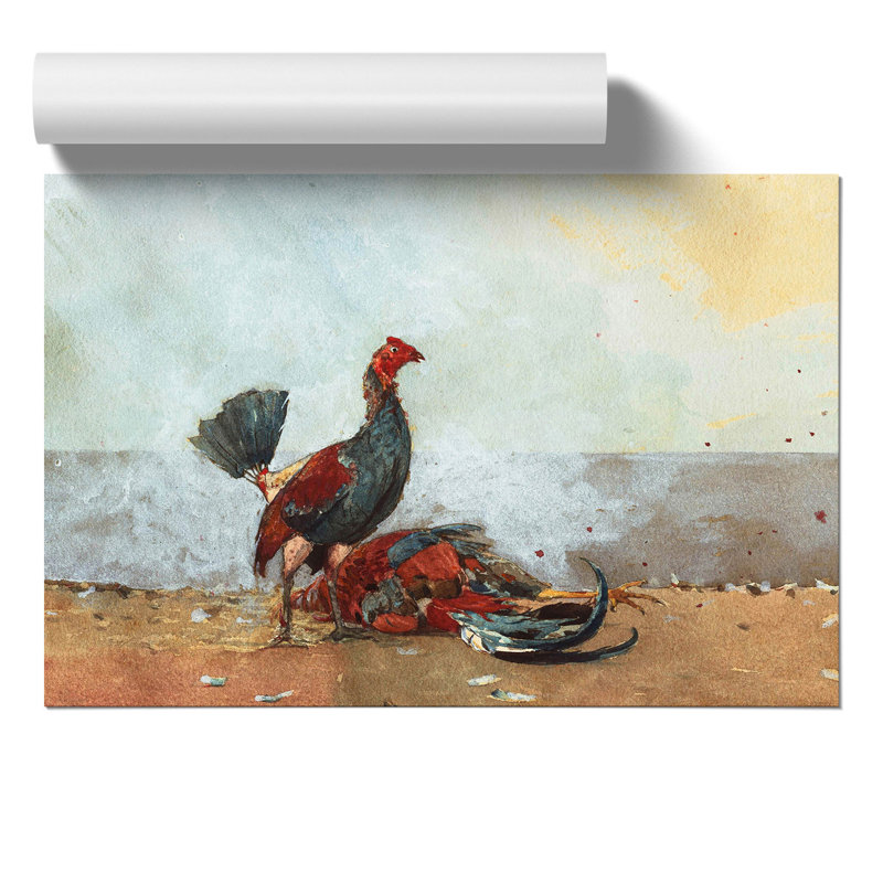 The Cock Fight by Winslow Homer - No Frame Painting, 30cm H x 42cm W x 0.1cm D