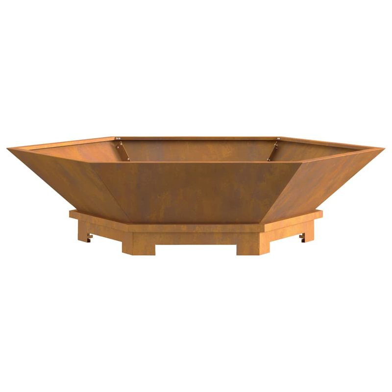 Modern Fire Pit, Brown, 28cm H x 100cm W x 100cm D