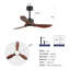 Hot Ventilateur de plafond noir moderne de 42 pouces avec lumière 3 pales ABS Moteur à courant continu réversible à télécommande avec DEL à intensité variable-429461947-429461940