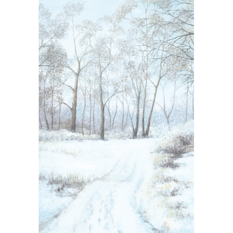 Winter Snowy Trees And Path - Wrapped Canvas Painting, 46cm H x 30cm W x 3.8cm D