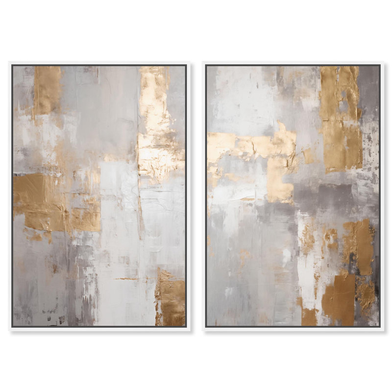 Tranquility Gold Art , Impression dans un cadre flottant sans passe-parto, H 37 po x l 25 po, Blanc