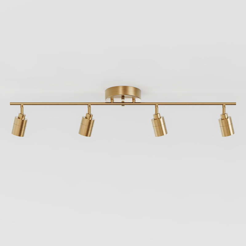 Shura 4-Light Integrated LED Track Light w/ Rotatable Heads, 3 ft. Track Lighting Kit, 3000k, 2240 Lumen, Brass