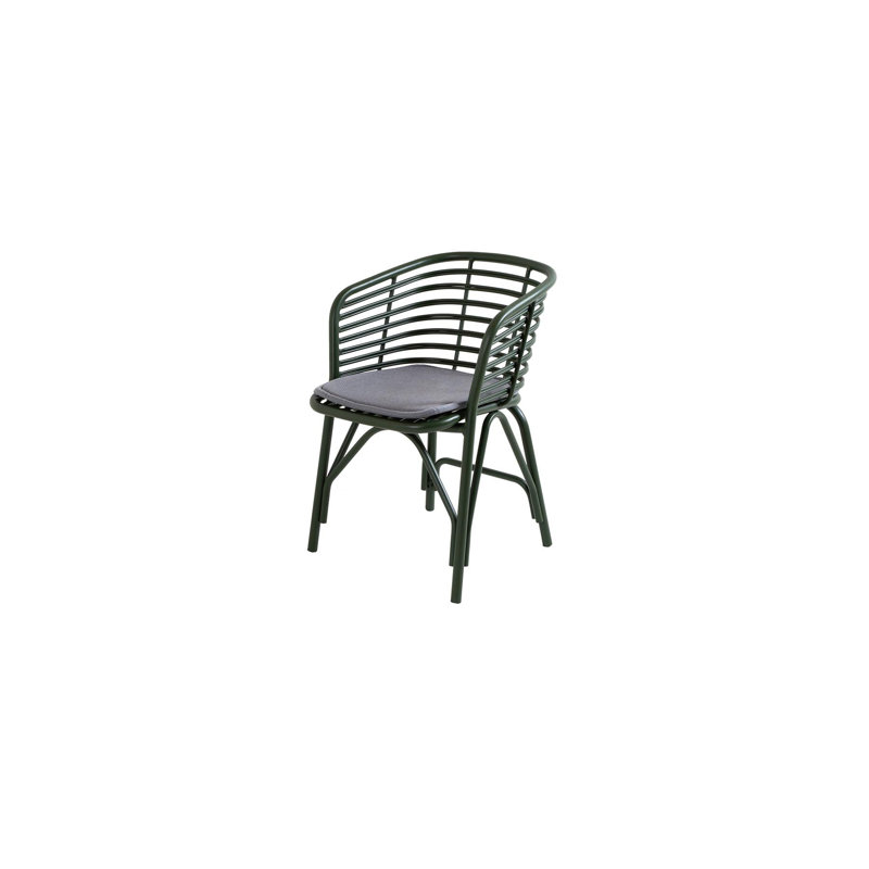 Blend Patio Dining Armchair with Cushion, Dark Green, Gray