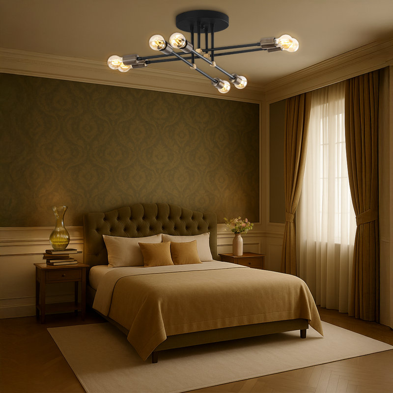8 Lights Linear Semi Flush Mount