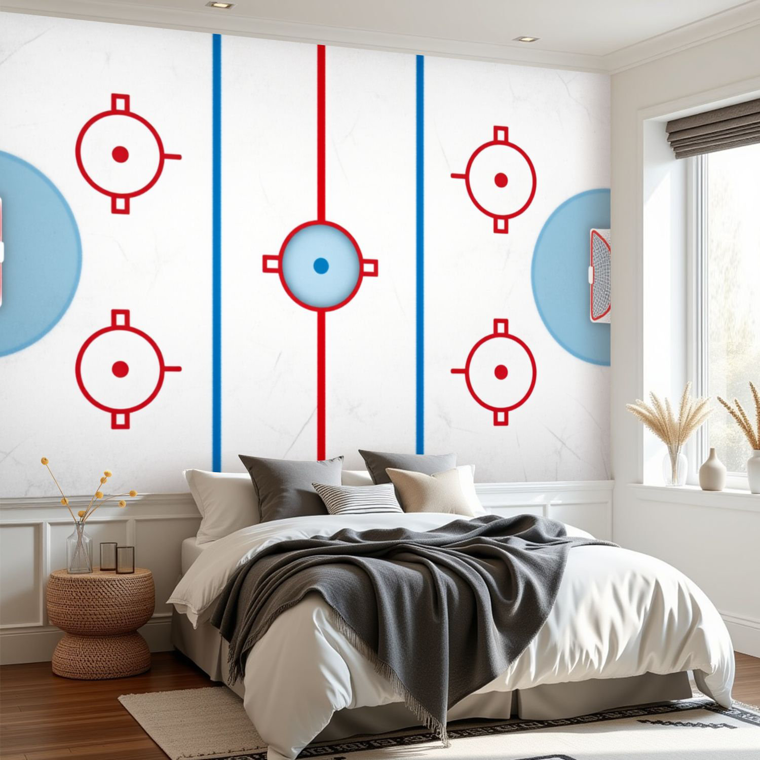 Latitude Run® Wall Mural Peel and Stick Wallpaper Hockey rink box gate ...