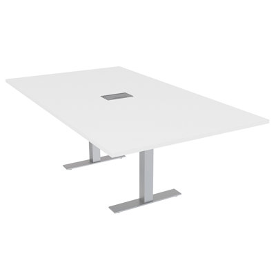 Table de conférence rectangulaire avec base en T en métal | Unité électrique