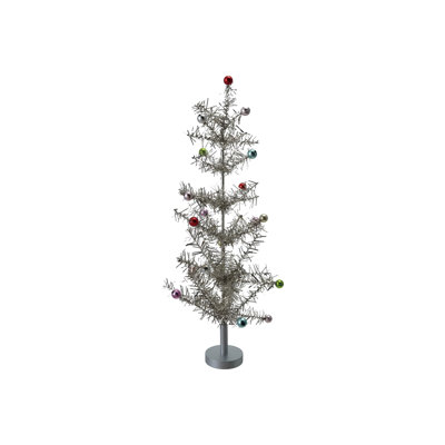 Tinsel Tree With Multicolor Ball Ornaments