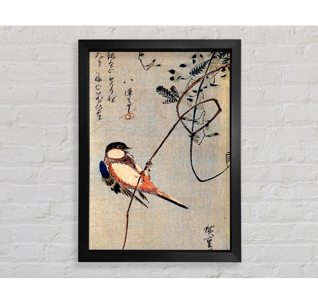 Ein Vogel auf einer Glyzinie von Hiroshige - Einzelner Bilderrahmen Druck