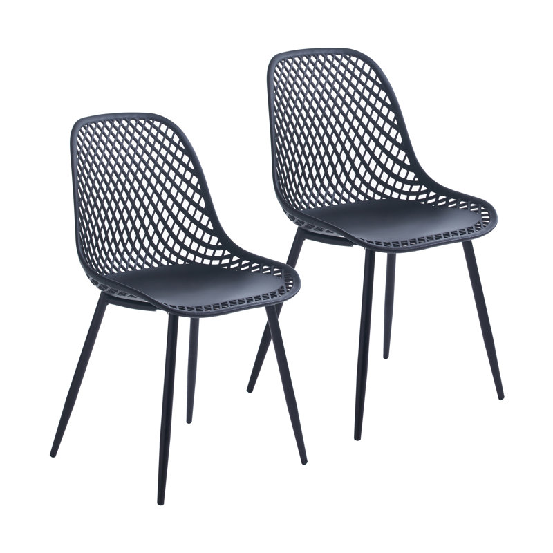 43.99cm H Cross Back Side Chair, Black