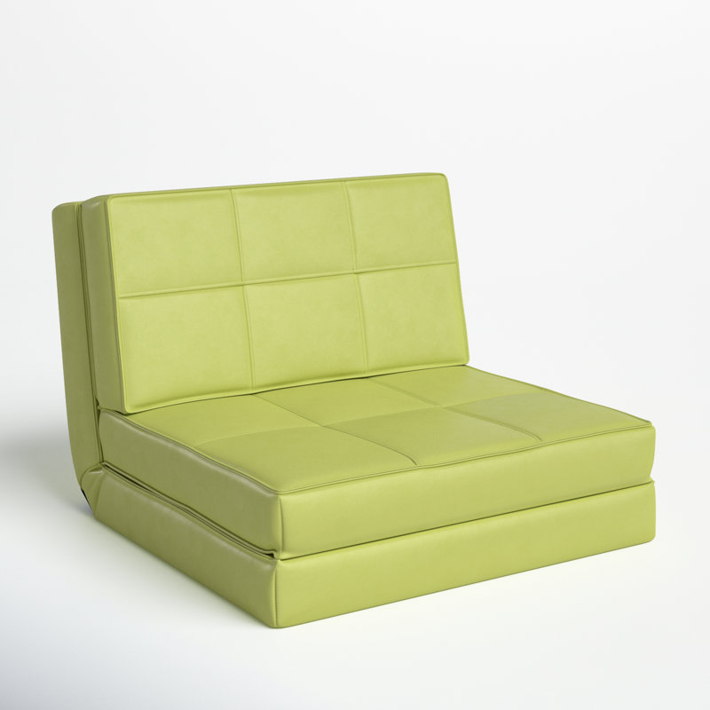 Avita 29.1'' Upholstered Convertible Chair, Green Faux Leather