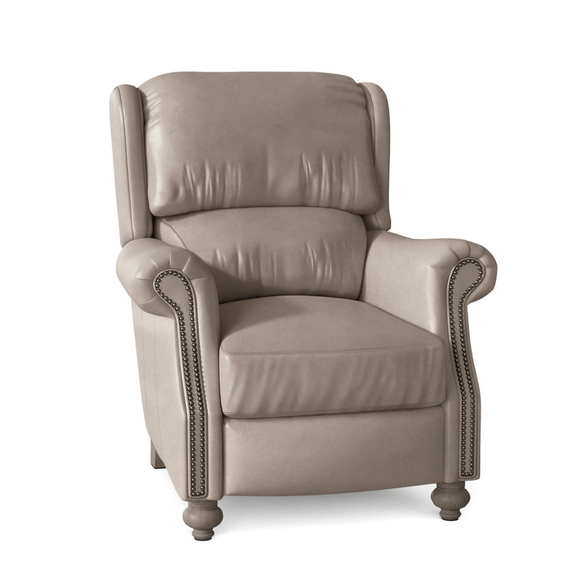 Fauteuil inclinable de 37 po Bancroft, Nickel, Pierre, Cuir véritable Outsider Raven