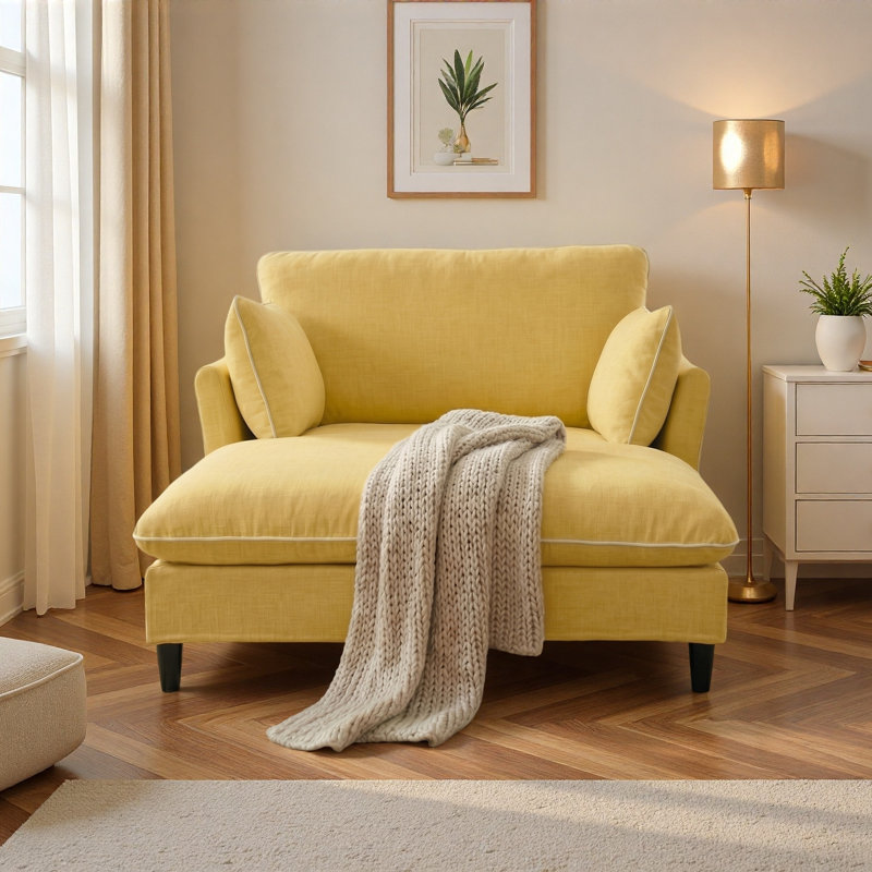 Chaise longue moderne avec coussins, Jaune