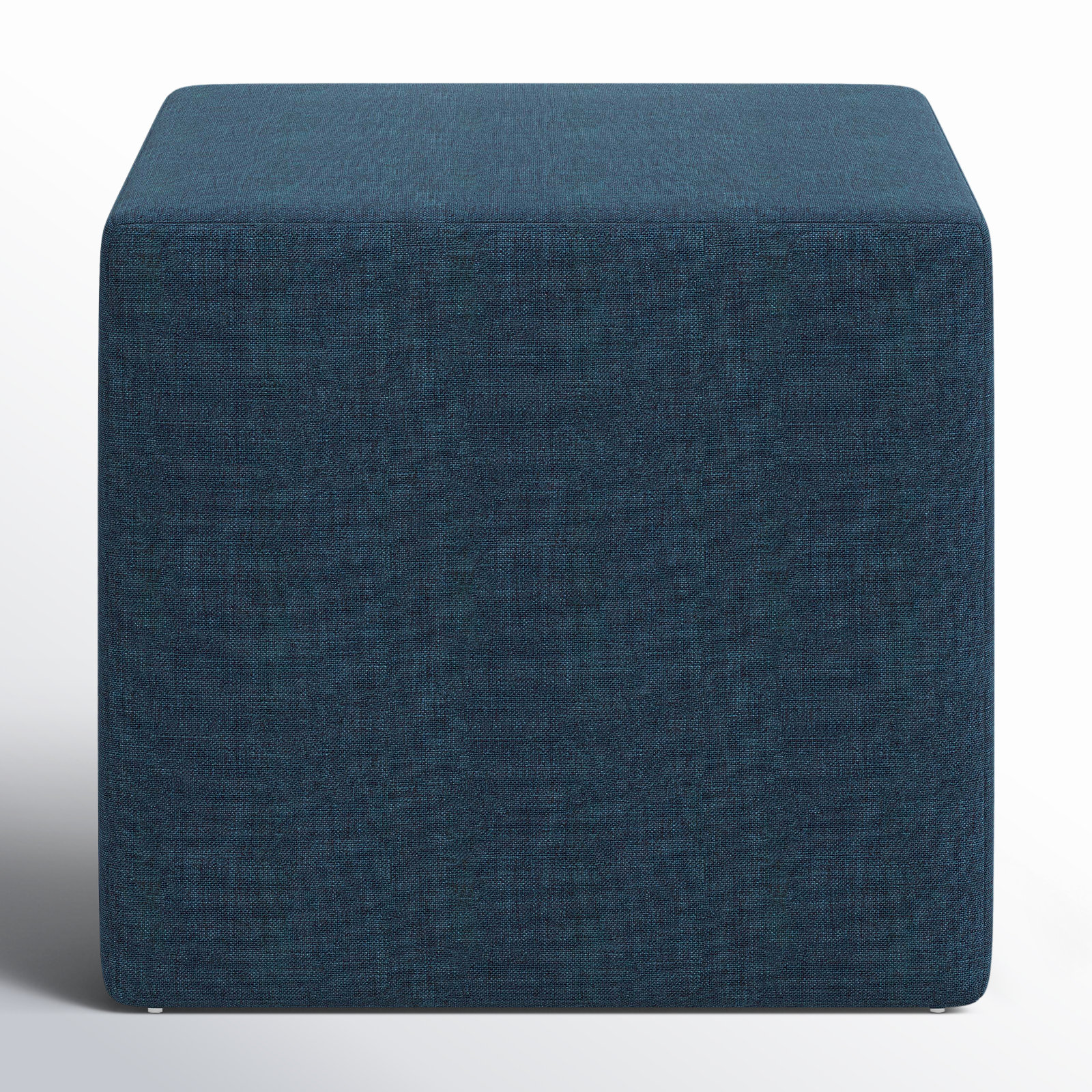 Bence Upholstered Ottoman, Zuma Navy Textured Linen