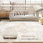 Tapis beige vintage bohème avec médaillon, lavable et antidérapant à poils courts