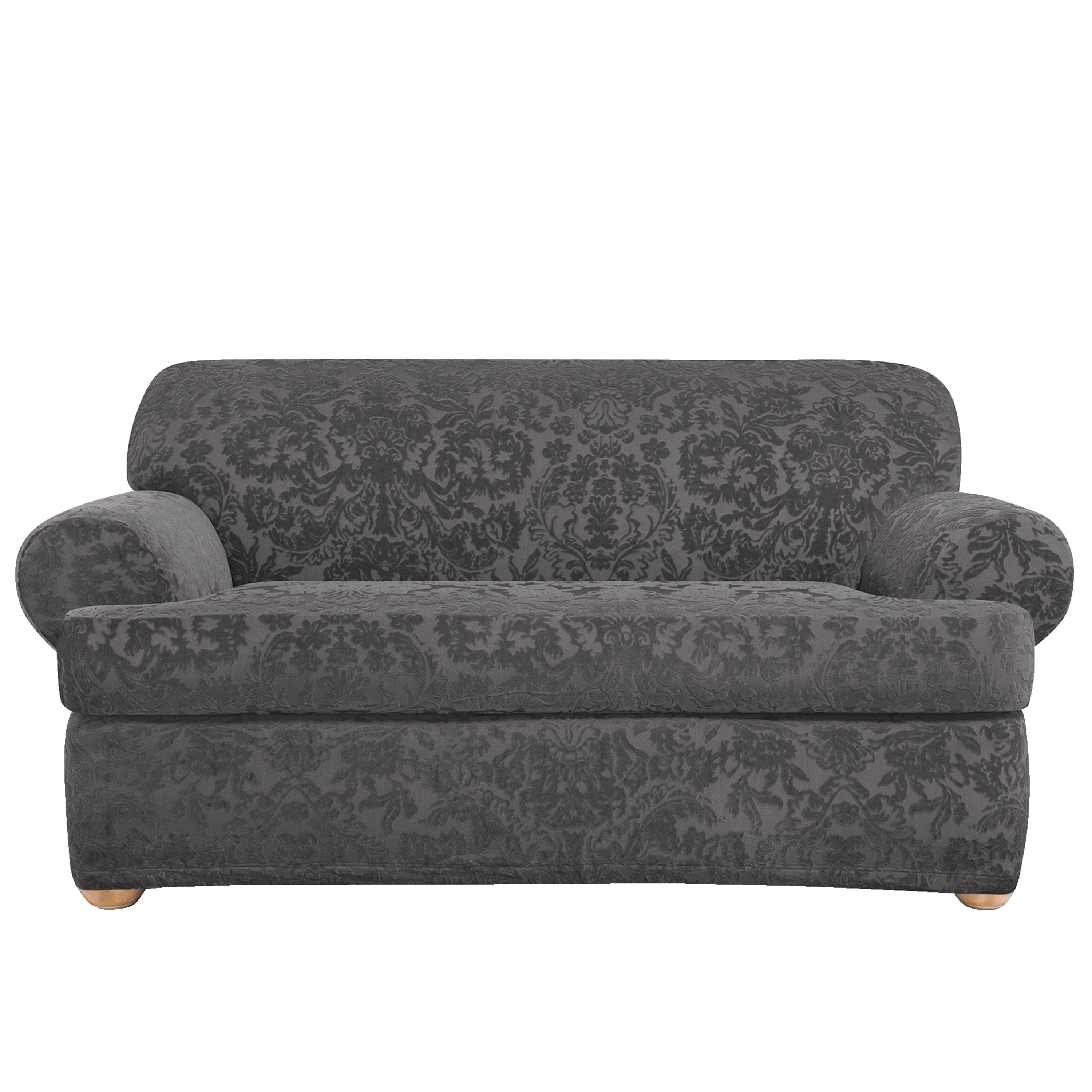 Sure Fit Stretch Jacquard Damask T-Cushion Loveseat Slipcover