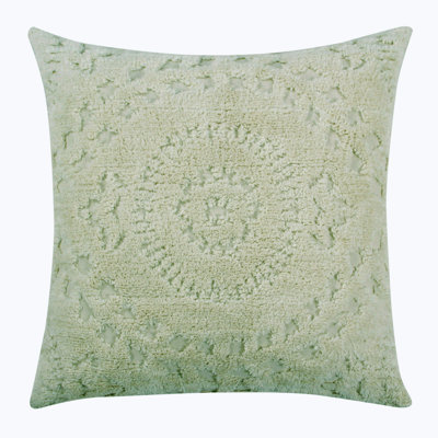 Taie décorative 100% coton en chenille de Rio Collection, conception en médaillon, housse de coussin décorative douce et respirante, certifié OEKO-TEX, lavable à la machine, toutes saisons, 26 po x 26 po, sauge