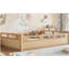 Lit plateforme grand format avec garde-corps pleine longueur, base de lit grand profil bas, aucun sommier tapissier requis, naturel-129631754