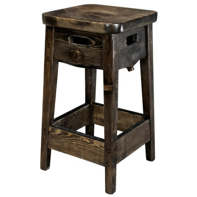Tabouret de bar sans dossier de la collection Kishea, siège d'une hauteur de 30 pouces, teinture jacobine et finition laquée transparente