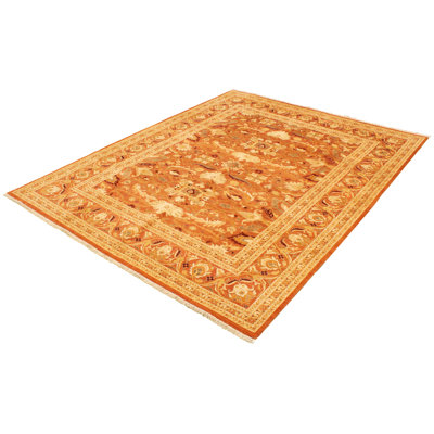 Tapis unique en laine noué à la main style nouvel âge Ushak 8 pi 10 po x 11 pi 10 po cuivre Yaak