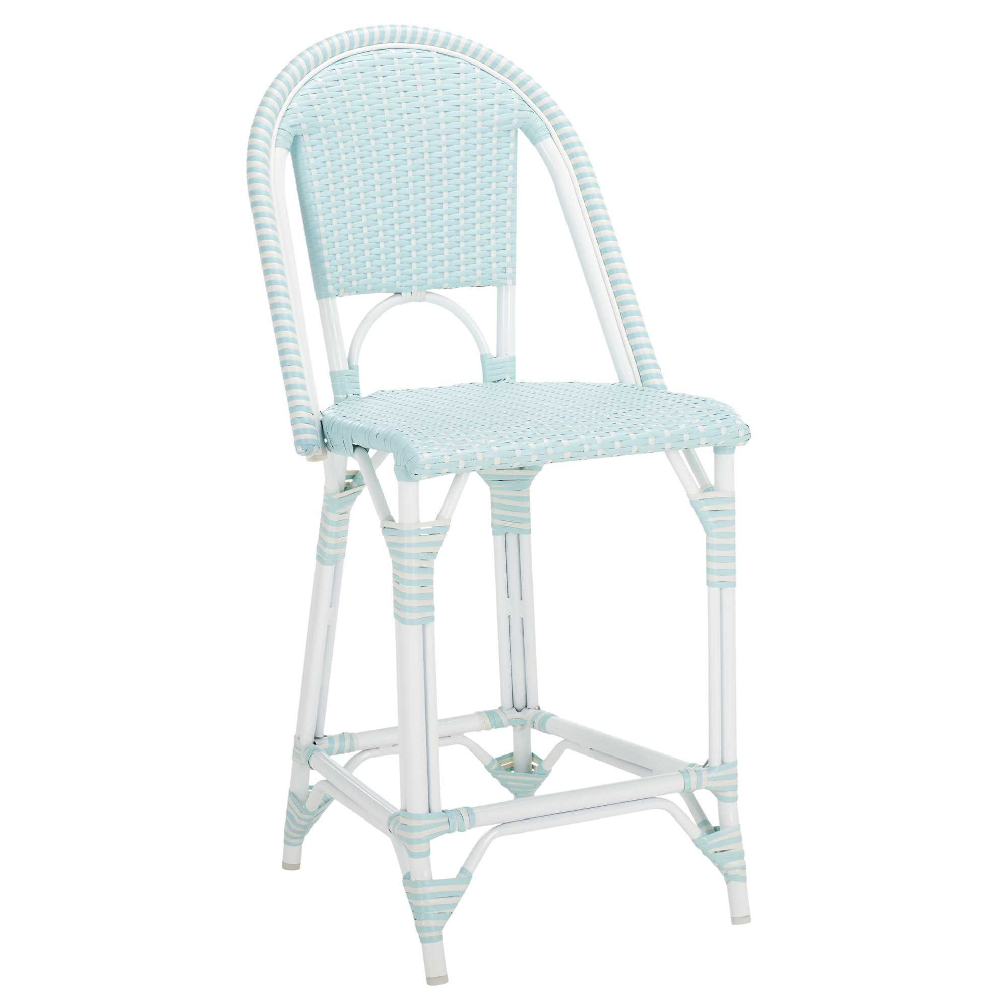 Kesa California 25" Patio Counter Stool, Baby Blue / White / White
