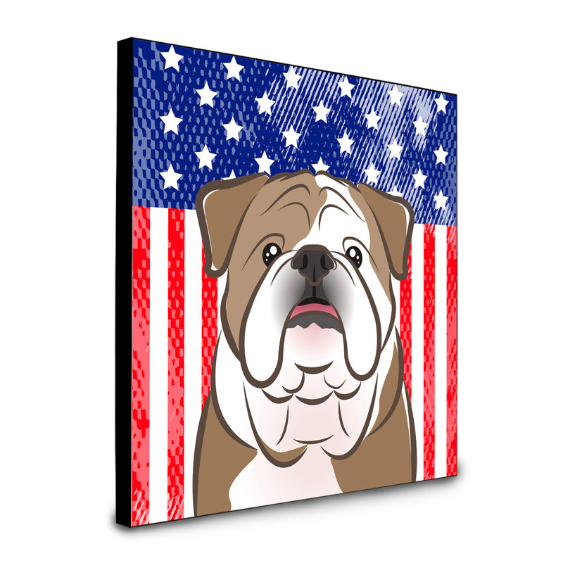 « american flag », art encadré Macomb, Bouledogue anglais brun