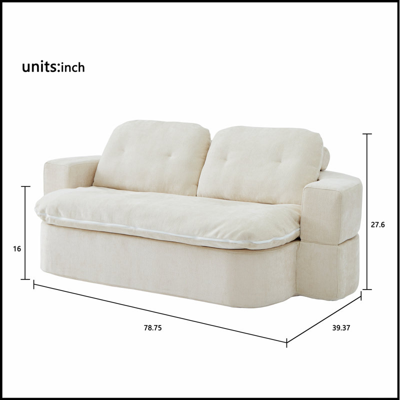 Canapé-lit moderne en tissu chenille convertible avec 2 coussins, aucun assemblage requis, idéal pour les petits espaces et le confort polyvalent