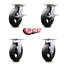8 Inch Rubber on Steel Caster Set with Roller Bearing 2 Brakes and 2 Rigid SCC