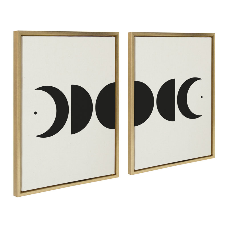 «Modern Geometric Moon Phases» par The Creative Bunch Studio, ensemble d'art mural sur toile encadrée, Or