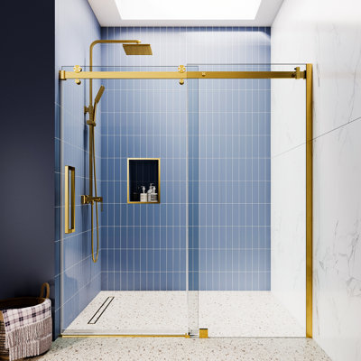 44" - 48" W x 75” H H Frameless Single Sliding Glass Shower Doors | 3/8” (10mm) Thickened Clear Tempered Glass | Leak-Proof | Durable Stainless-Steel Hardware | Adjustment Uneven Walls