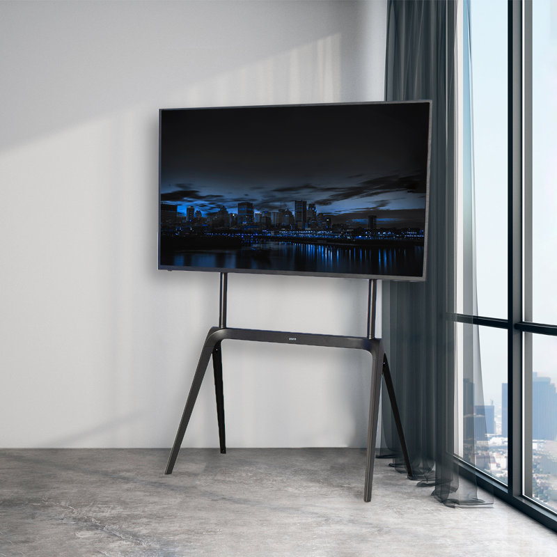 Black Adjustable Steel Easel TV Stand for 65 to 86 Inch Screens
