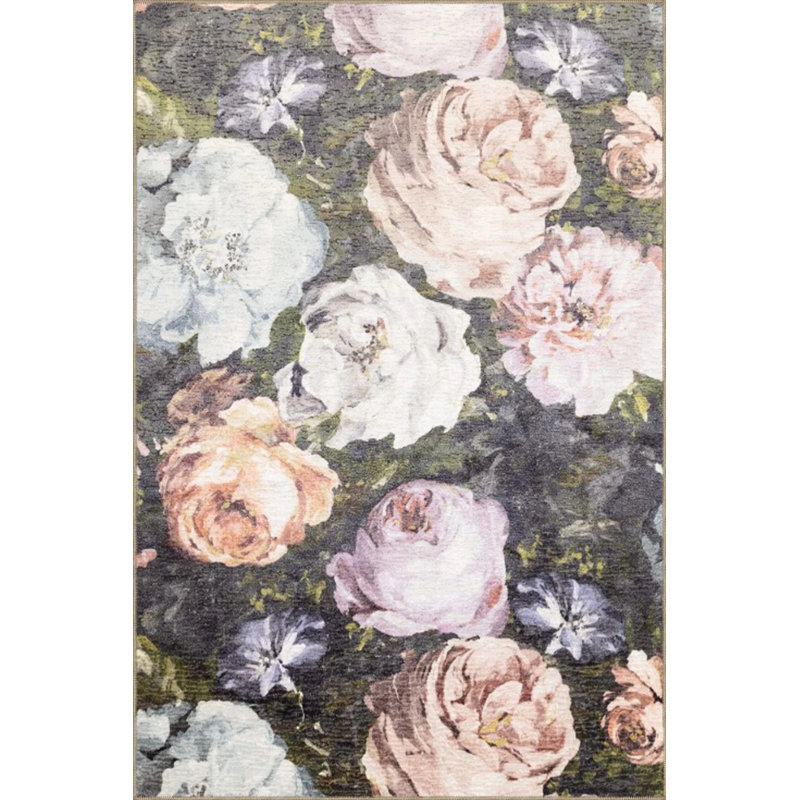 Woven Carpet With Rose Pattern, Runner 2'6" x 6'7"