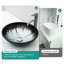 Lavabo de salle de bain en verre trempé avec bonde escamotable, lavabo ovale, dégradé de gris, idéal pour les différentes pièces aux bords lisses artistiques, installation au-dessus du comptoir, bon drainage