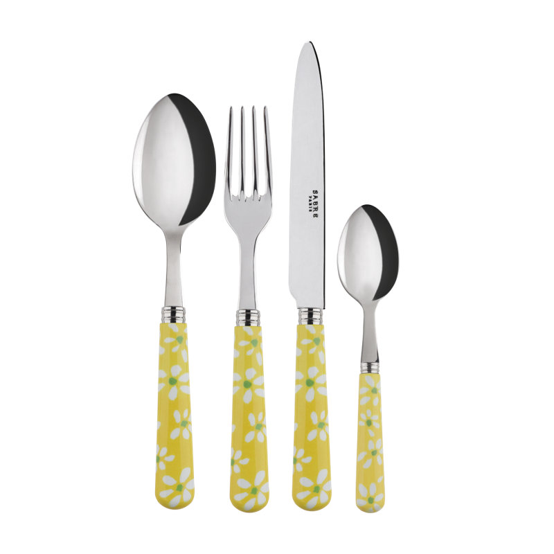Sabre Paris - 24 Pieces Cutlery Set Daisy, Yellow