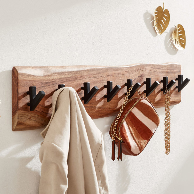 Verutiao Solid Wood 8 - Hook Wall Mounted Coat Rack