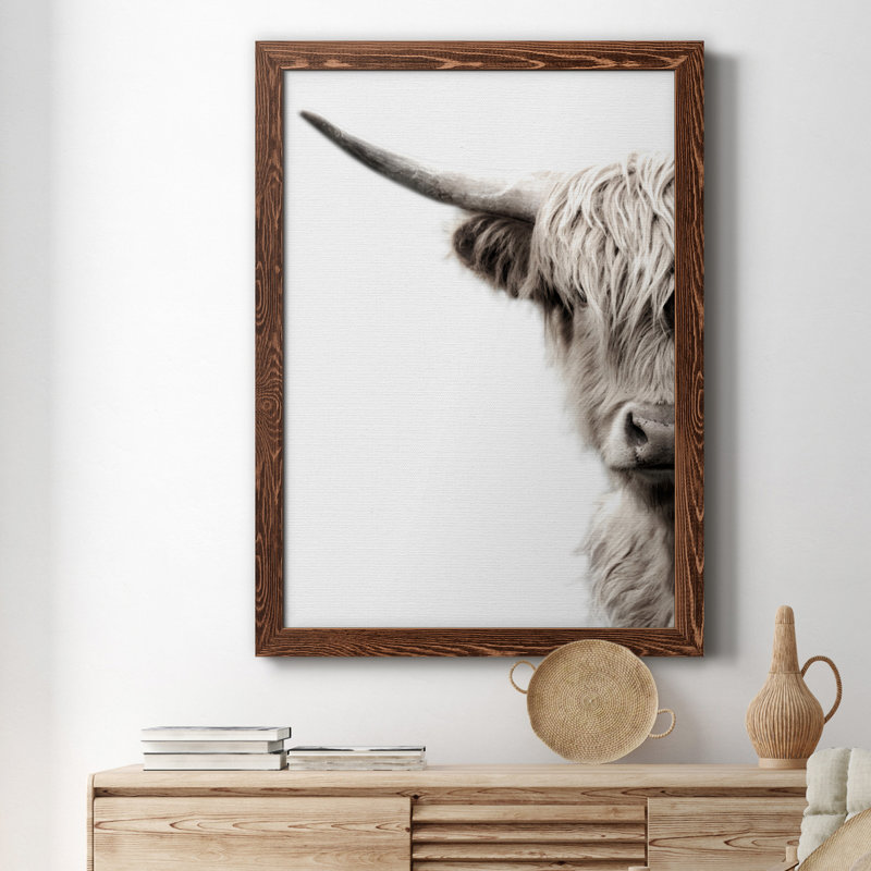 Highland Bovins - Toile encadrée de qualité supérieure - prête à être accrochée, H 31,5 po x l 23,5 po x P 1,5 po, Érable