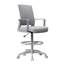 Tabouret de dessin pivotant, accoudoirs fixes, dossier en filet gris, repose-pieds chromé