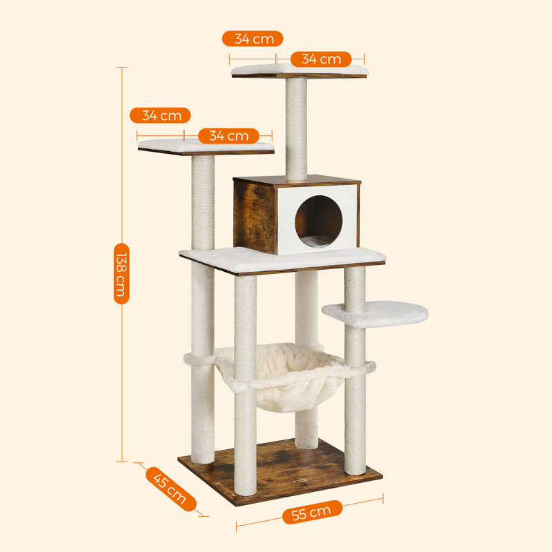 138cm H Cat Tree, Brown/Beige