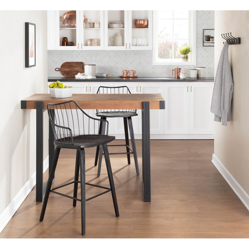 Lipman Solid Wood 25.75" Counter Stool, Black