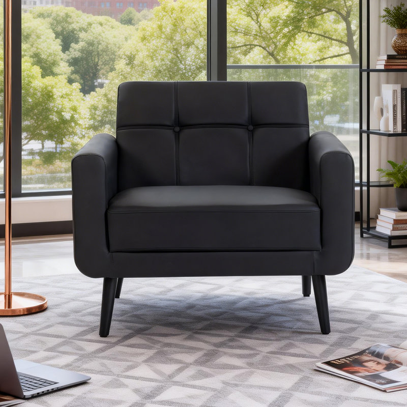 Faux Leather Accent Chair, Black