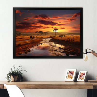 «Sevon Orange Black Maasai Mara National Reserve Sunset», reproduction sur toile