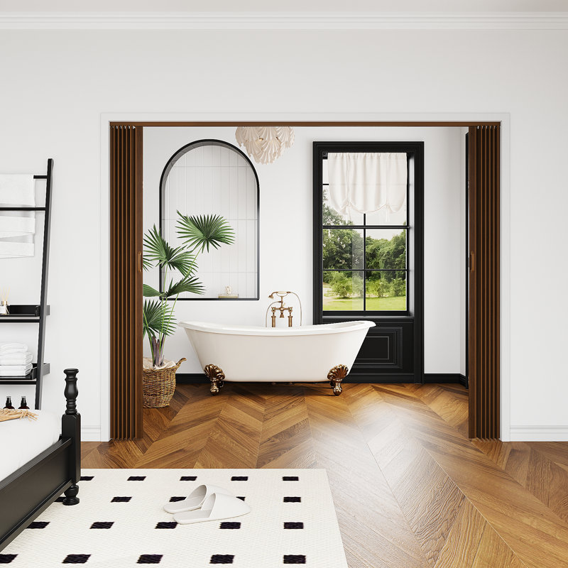Porte accordéon 79 po, 120 po x 80 po, Noyer